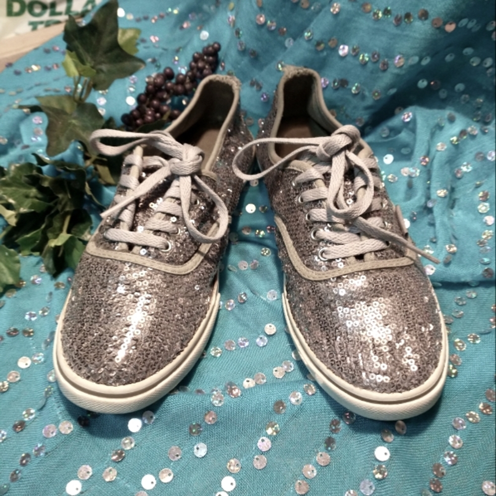Silver Sequence Van Sneekers Size 6.5